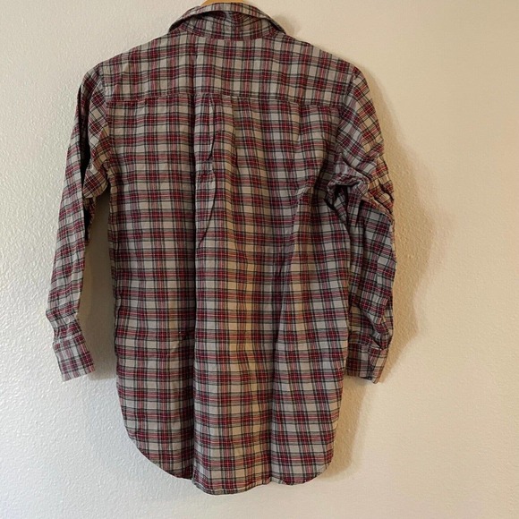 Gap Kids Size XXL Boys Flannel Button Up Shirt Red Gray Plaid Long Sleeve - Picture 3 of 11